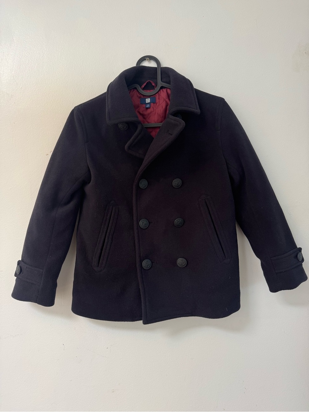 Uniqlo cozy kids navy blue Pea Coat size 7-8